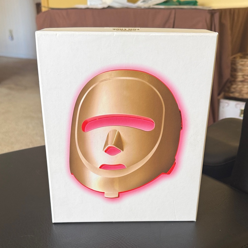 LED Facial Mask Beauty Device - Gold & Pink Accent